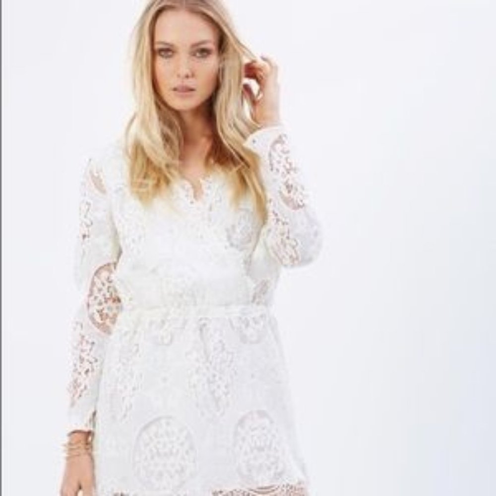 Line & Dot White Lace Dress